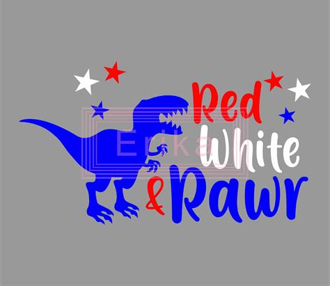 4th Of July Dinosaur Svg Dinosaur Svg Red White And Rawr Etsy