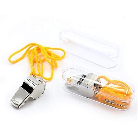 2 Pack Stainless Steel Sports Whistles With Lanyard Loud Crisp Sound