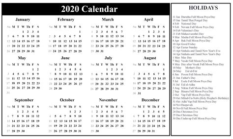 Printable 2020 Calendar With Malaysian Holidays Calendar Template
