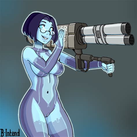 Bintend Cortana Halo Game Girl Breasts Female Focus Glasses Nipples Pussy Text