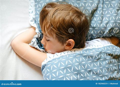 Adorable Child Sleeping In His Bed Healthy Childhood Stock Image