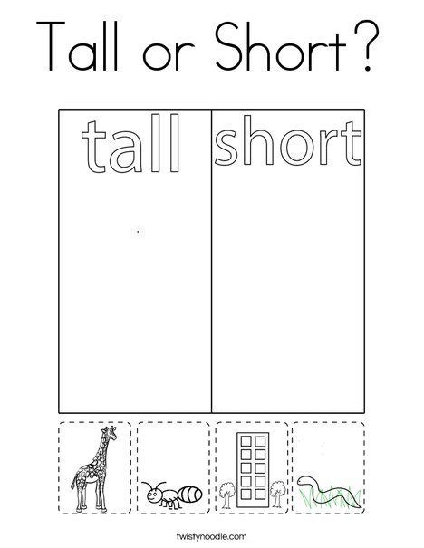 The Tall Or Short Worksheet For Children To Learn How To Read And Write