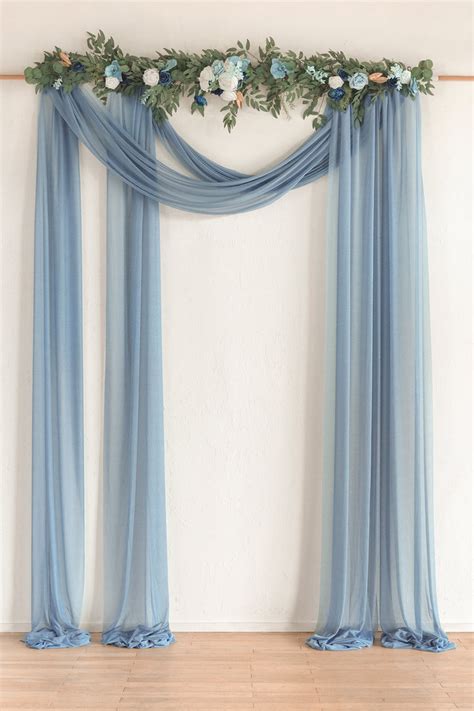 Extra Long Sheer Wedding Arch Draping 30w X 105 Yards Dusty Blue