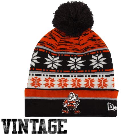 New Era Cleveland Browns Pom Blizz Cuffed Knit Hat Brown