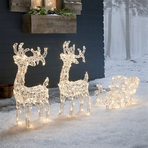 Swinsty Dual Colour Led Light Up Reindeer And Sleigh Christmas Figure 24