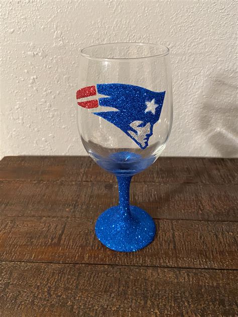 New England Patriots Inspired Wine Glass Comics Logo New England