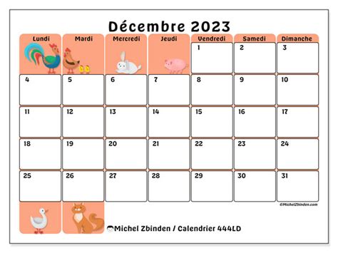 Calendrier Décembre 2023 à Imprimer “444ld” Michel Zbinden Ca
