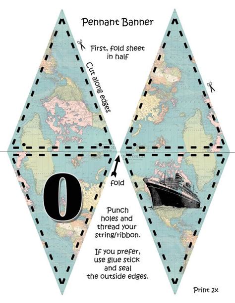 Bon Voyage Vintage Map Printable Party Banner And Decoration Pennant