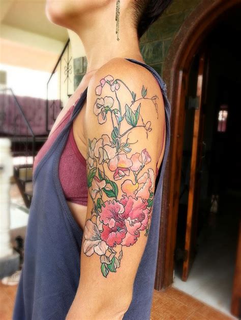 Pink Flowers Arm Best Tattoo Design Ideas
