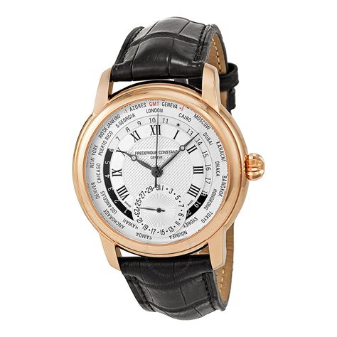 Frederique Constant Worldtimer Automatic Silver Dial Rose Gold Plated