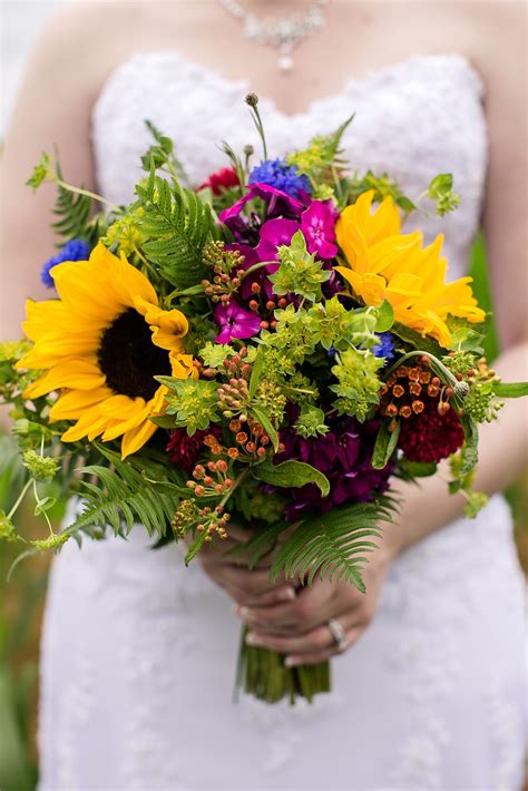Colorful Wildflower Bouquet Green Accents