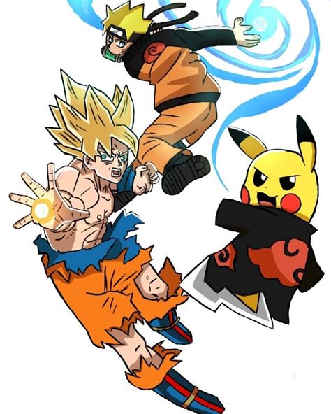 Artstation Naruto Goku And Akatsuki Pikachu Commission
