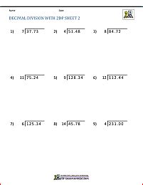 Long division really isn't that hard. Division of Decimal Numbers Worksheets