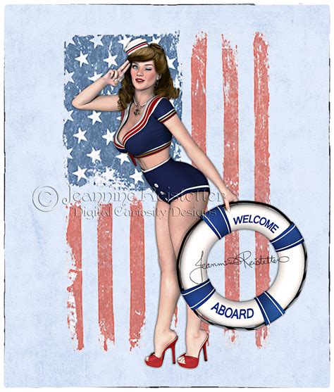 Pin Up Sailor Girl Brunette By Cupcake