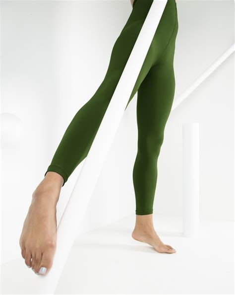 olive green microfiber ankle length footless tights style 1025 we love colors