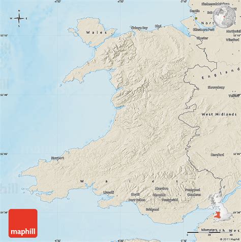 Shaded Relief Map Of Wales