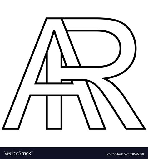 Logo Sign Ar Ra Icon Sign Interlaced Letters Ar Vector Image On