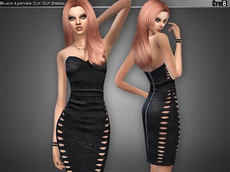 The Sims Resource Black Leather Bandage Dress