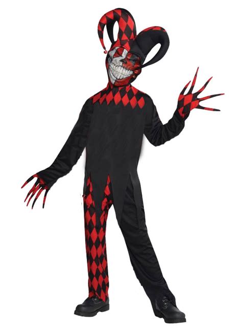 Kids Krazed Evil Jester Clown Boys Halloween Horror Fancy Dress Childs
