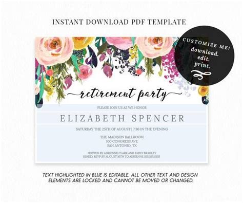 Collection of most popular forms in a given sphere. Retirement Luncheon Invitation Template Unique Editable ...