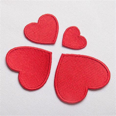 10pcslot Red Love Heart Embroidery Patch For Clothing Cute Motif Iron