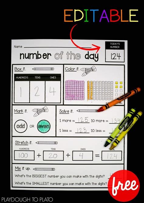 Editable Number Of The Day Sheet Free Math Printables Math Free