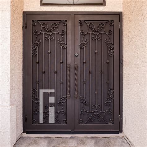 Are there wrought iron front doors in houston? Californian Iron Security Door - First Impression Ironworks