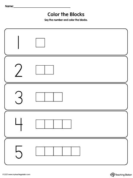 Color Number Blocks Printable 1 Through 5