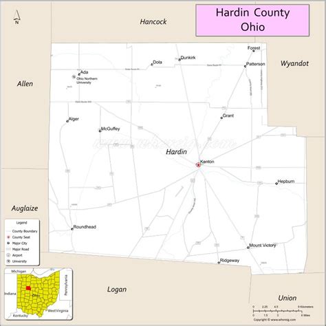 Map Of Hardin County Ohio Where Is Located Cities Population