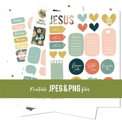 Bible Journaling Printable Stickers Christmas Digital Etsy