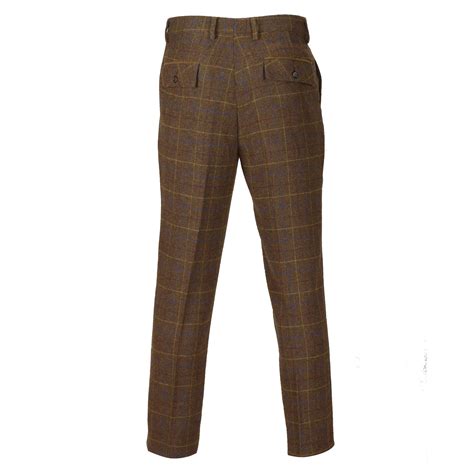 Mens Herringbone Trousers Vintage Style Tweed Check Tailored Fit Smart