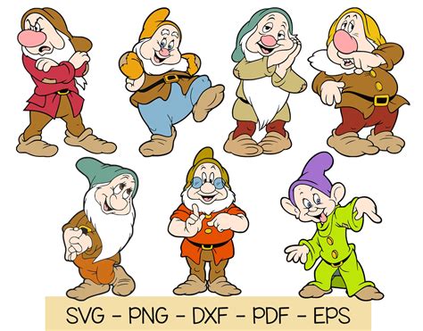 Seven Dwarfs Svg Bundle Eps Dxf Png Files Seven Dwarfs Etsy