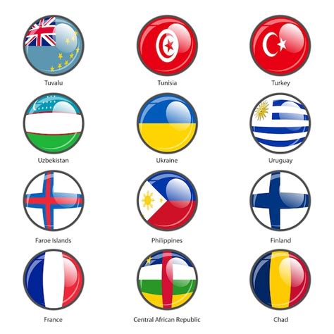 Premium Vector Set Circle Icon Flags Of World Sovereign States Vector