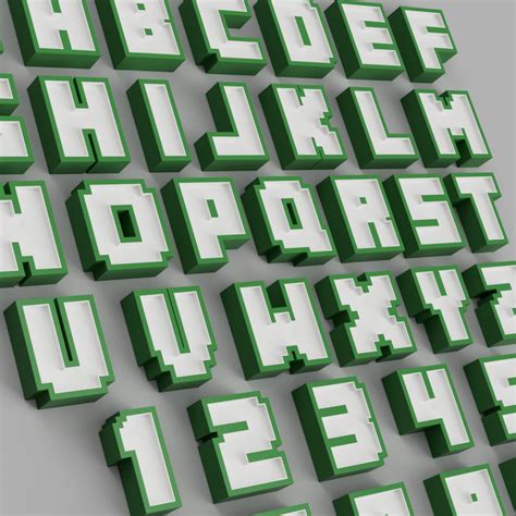 3d File Font Nameled Minecraft Alphabet Create All Words In Led