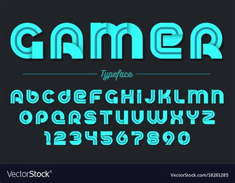 Gamer Decorative Font Design Alphabet Royalty Free Vector