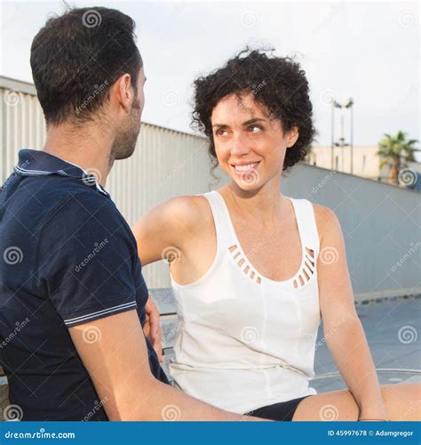 Couple Looking Each Other In The Eyes Stock Photo Image Of Friendship