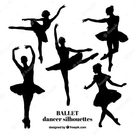 Cinco Siluetas Realistas De Bailarina De Ballet Descargar Vectores