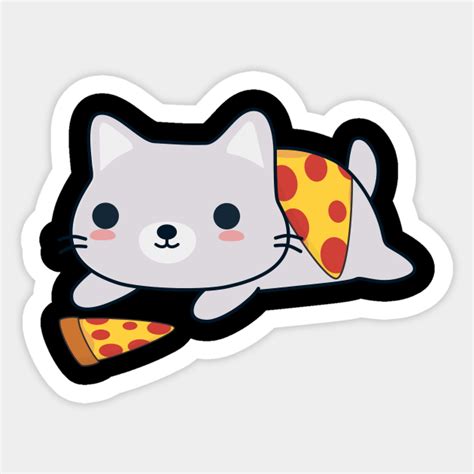 Cute Pizza Cat Cat Sticker Teepublic Uk