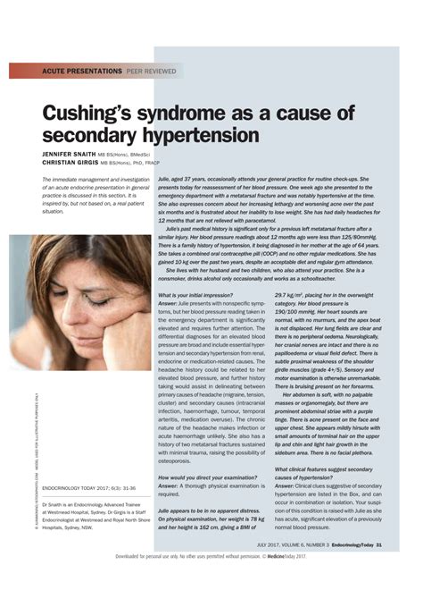 Pdf Cushings Syndrome As A Cause Of Secondary Hypertension