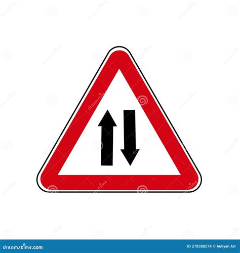 Two Way Traffic Ahead Sign On White Background Traffic Sign
