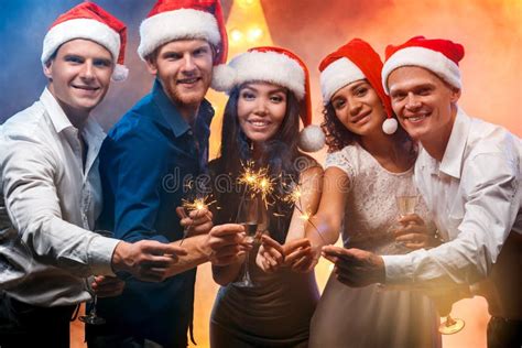 Group Of Friends Party Together Indoors Celebration Stock Image Image