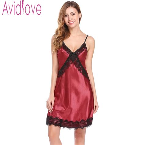 Buy Avidlove 2018 New Women Sexy Dress Backless Lace Nightgown Satin Sleepwear