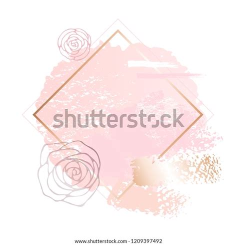 Golden Pink Blank Nude Art Frames Modern Card Design Brush Stroke