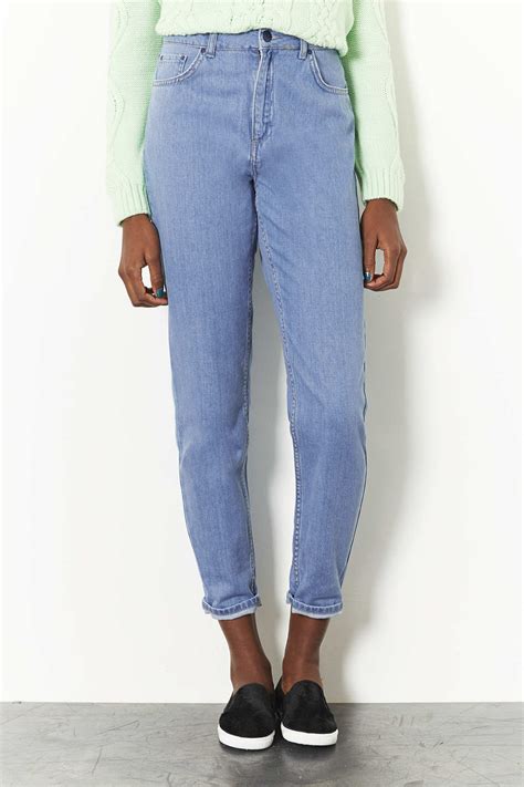 Topshop Bleach High Waisted Mom Jeans In Blue Lyst