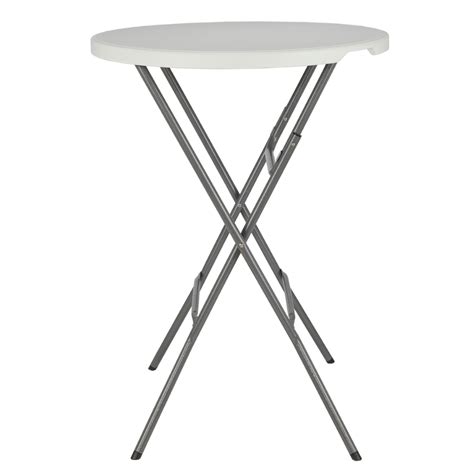Portsmouth recycled plastic 30'' wide square bar table with umbrella hole. Palm Springs 32" Round White Plastic 43" High Folding Bar ...