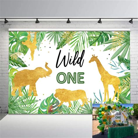 Buy Mehofoto Wild One Birthday Backdrop Jungle Animals Party Photo