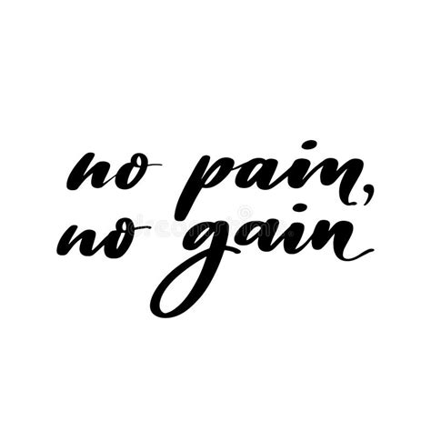 No Pain No Gain Lettering Phrase On White Background Stock Vector