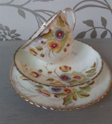 Tea Trio Antique Hand Painted Tea Cup Saucer And Side Or Etsy Tea