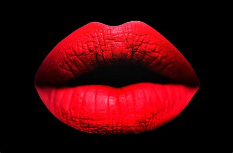 Premium Photo Red Lips Sensual Lips In Black Background Sexy Texture Lips And Matte Lipstick
