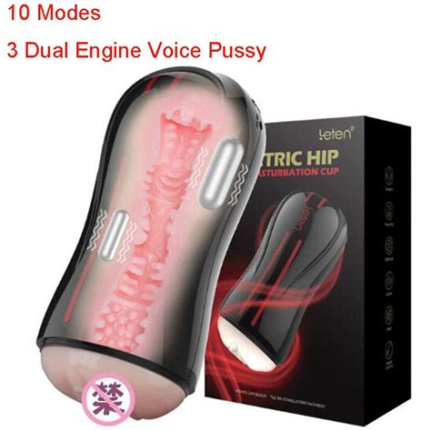 3 Dual Engine Voice Pussy Electric Hip 10 Modes Vibration Vagina Strong Sucker Masturbator Sex